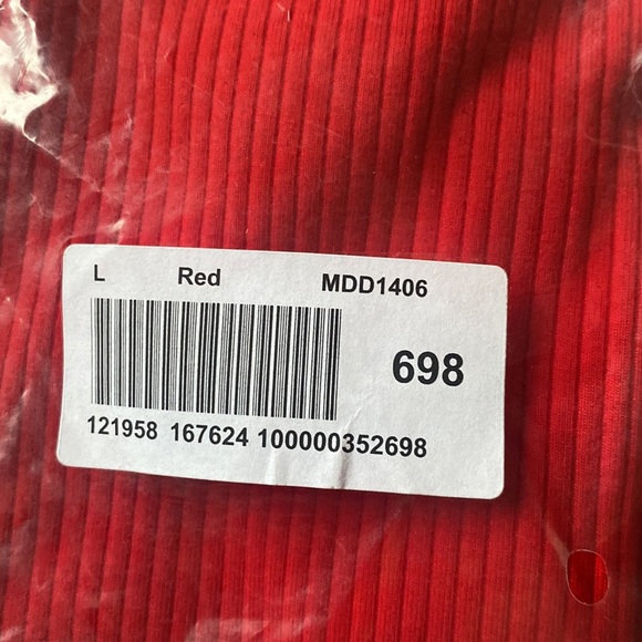 ModCloth Most Favored Dress Red Mock Neck Ribbed Long Sleeve size Large NEW - Picture 6 of 8